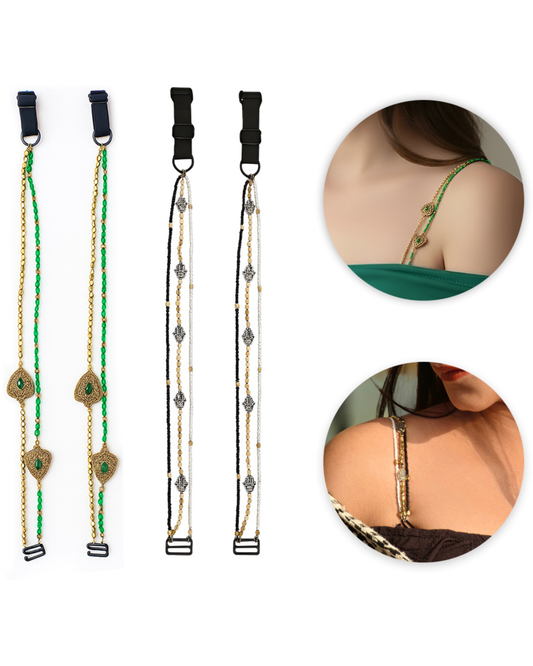 Pack of 2 Adjustable Beaded Bra Straps – Replacement Straps for Women
