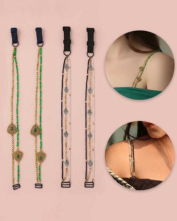 Pack of 2 Adjustable Beaded Bra Straps – Replacement Straps for Women