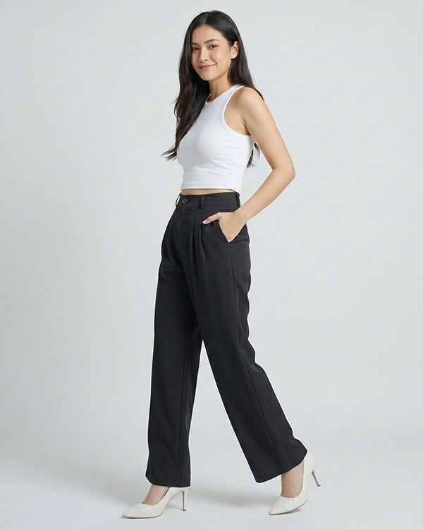 Pack of 2 Black & Brown Formal Trousers for Women