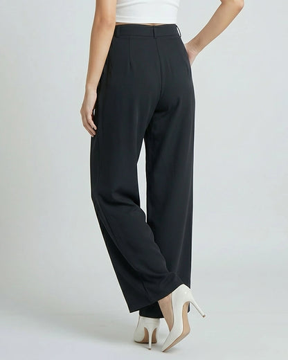 Pack of 2 Black & Olive Green Formal Trousers for Women