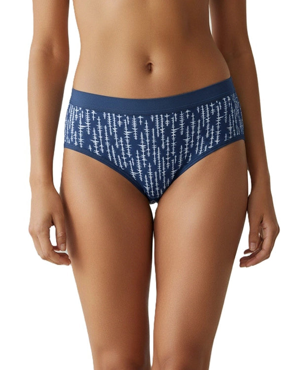 Pack of 3 Women's Mid-Rise Lycra Panties - Blue, Brown & Green with White Lining Design