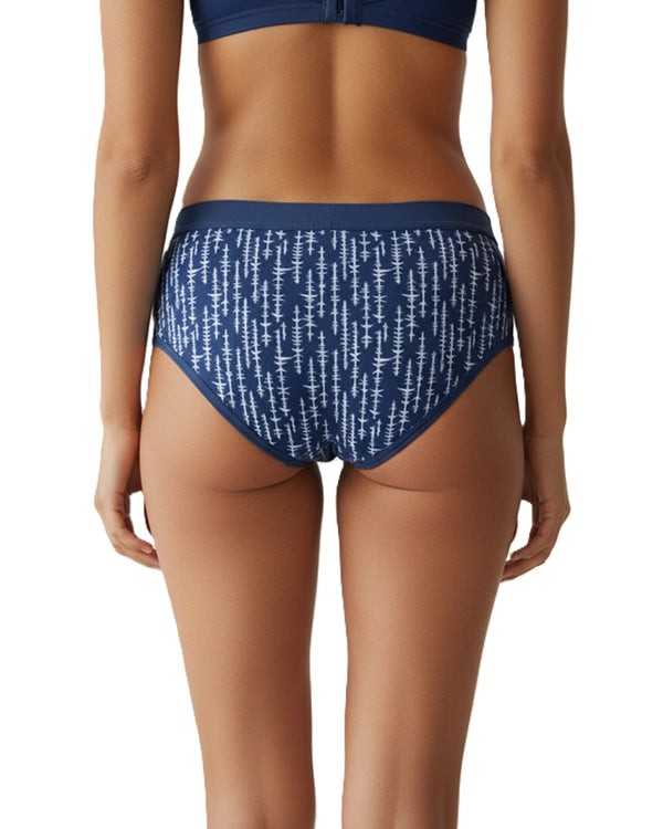 Pack of 3 Women's Mid-Rise Lycra Panties - Blue, Brown & Green with White Lining Design
