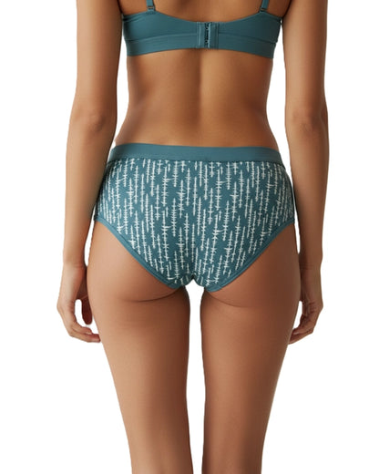 Pack of 2 Women's Mid-Rise Lycra Panties - Blue & Green with White Lining Design