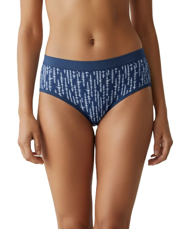 Pack of 2 Women's Mid-Rise Lycra Panties - Blue & Green with White Lining Design