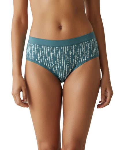 Pack of 2 Women's Mid-Rise Lycra Panties - Brown & Green with White Lining Design
