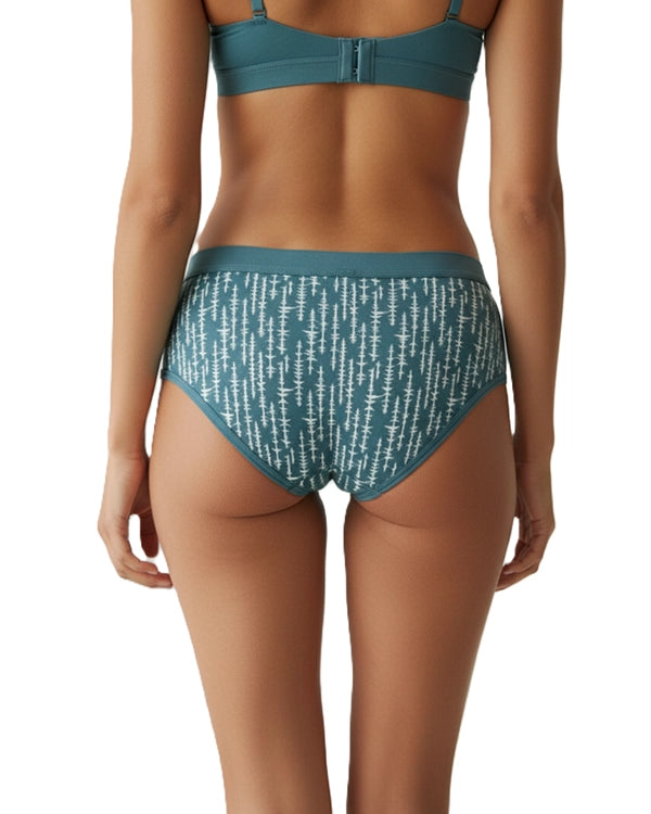 Pack of 2 Women's Mid-Rise Lycra Panties - Brown & Green with White Lining Design