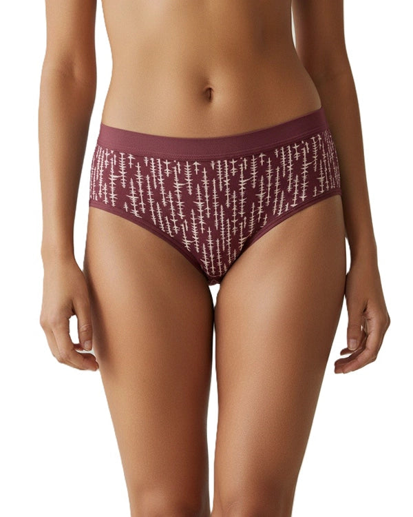 Pack of 2 Women's Mid-Rise Lycra Panties - Brown & Green with White Lining Design