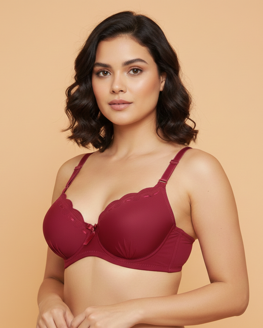 Heavy Padded Seamless Push Up Wired Full Coverage Polyester Bra for Women