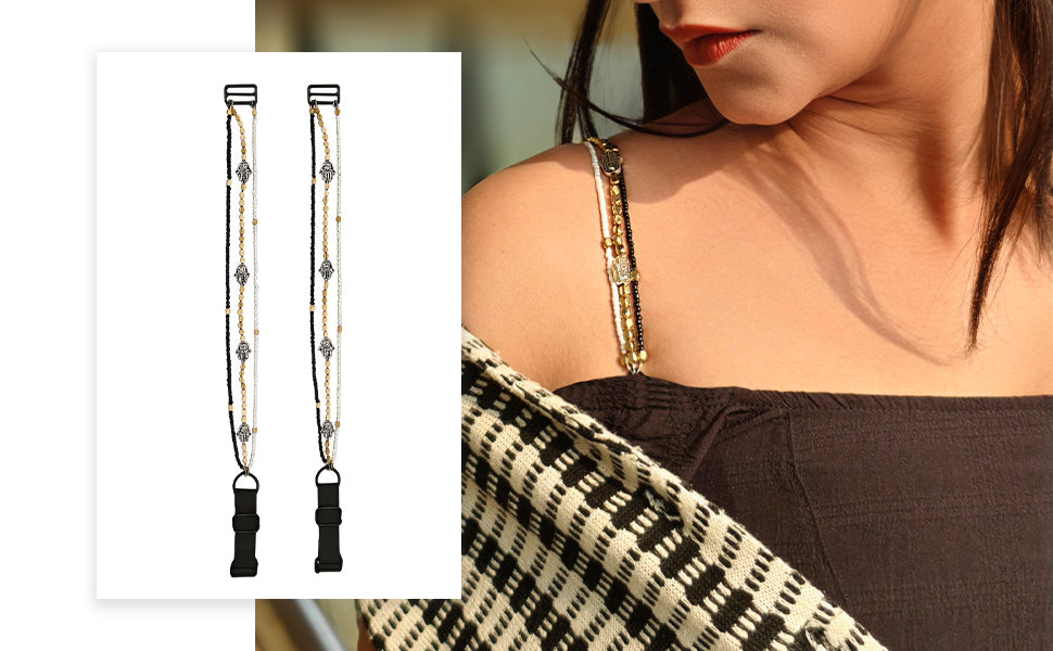 Divine Glow Humsa Beaded Strap – Gold & Pearl Mix