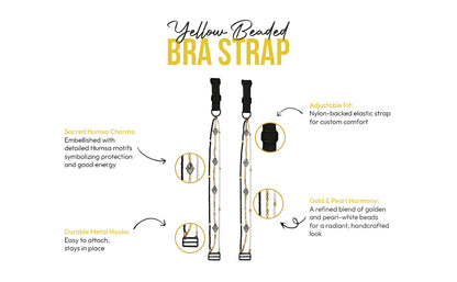 Pack of 3 Designer Bra Straps – Yellow Beads, Blue Beads & Black Chain | Premium Straps