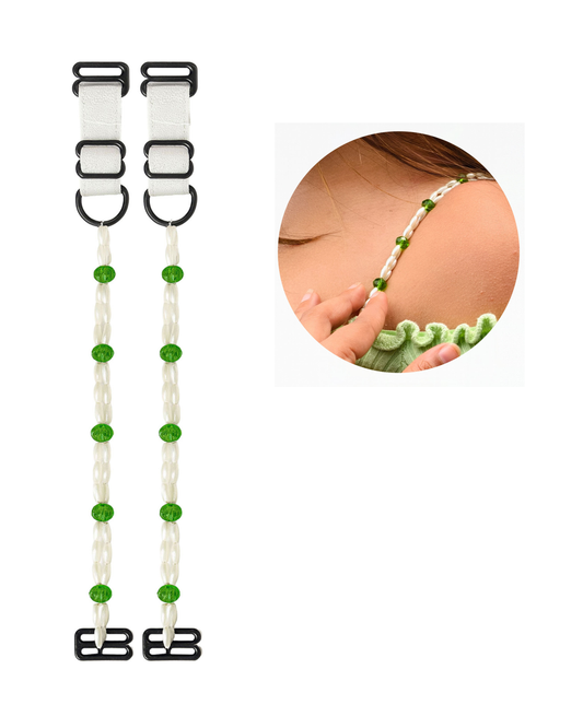 Green & Pearl Beaded Bra Strap