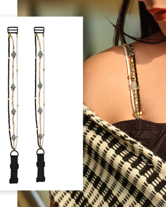 Divine Glow Humsa Beaded Strap – Gold & Pearl Mix