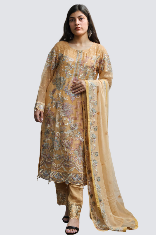 Yellow Pakistani Salwar Kameez With Dupatta