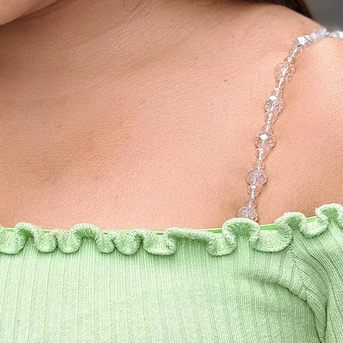 Adjustable Replacement Bra Straps for Women with Stylish Beaded Crystal Design