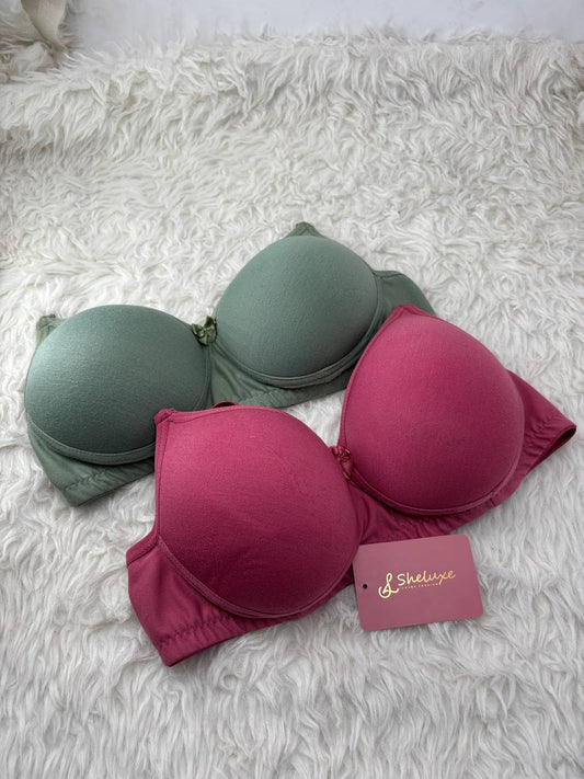 Pack of 2 Multicolour Solid cotton Bra